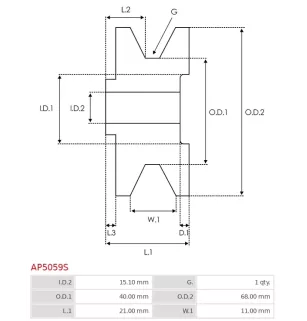 Poulie d’alternateur AS-PL UD46301AP pour MITSUBISHI A001T33771, A1T33771, AS-PL A5028