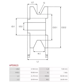 Poulie d’alternateur AS-PL UD47931AP, MITSUBISHI A003T08183, A3T08183, AS-PL A5014