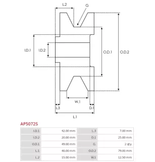 Poulie d’alternateur AS-PL UD49169AP, MITSUBISHI A629X50670, A003TN5188, A3TN5188, AS-PL A5063