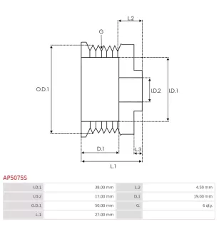 Poulie d’alternateur AS-PL UD49448AP, MITSUBISHI A005TG0891, A5TG0891, AS-PL A5370S