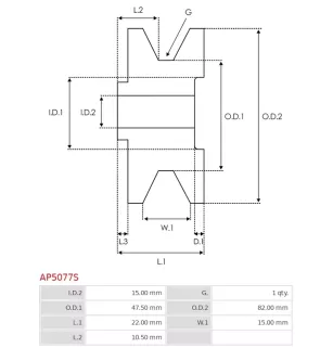 Poulie d’alternateur AS-PL UD51295AP, MITSUBISHI A628T35370, KRAUF APM1318, MITSUBISHI A005T15584, A5T15584