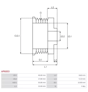 Poulie d’alternateur AS-PL UD41932AP, CARGO 236489, DENSO 021041-7420, ELECTROLOG PUL6060 pour DENSO 1002117860, 1002117861