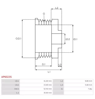 Poulie d’alternateur AS-PL UD45684AP, TOYOTA 27411-0H110, 27411-28160, 27411-31200, 27411-31210, KRAUF APN3470, APN9470