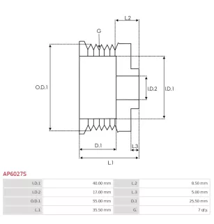Poulie d’alternateur AS-PL UD47541AP pour DENSO 1022112120, AS-PL A6102