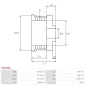 Poulie d’alternateur AS-PL UD52309AP, KRAUF APN3221, DENSO 1042104010, 1042104011, 1042104012, AS-PL A6044