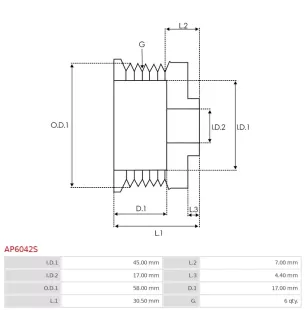 Poulie d’alternateur AS-PL UD47579AP, DENSO 1022118730, 1022118741