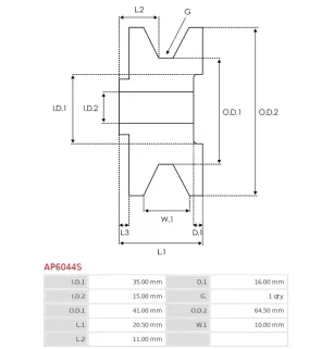 Poulie d’alternateur AS-PL UD47990AP pour DENSO 1012113370, AS-PL A6024