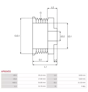 Poulie d’alternateur AS-PL UD42008AP pour UD45727AP, DENSO 1042103990, 1042105361, 1042105640, 4210000480