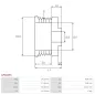 Poulie d’alternateur AS-PL UD42008AP pour UD45727AP, DENSO 1042103990, 1042105361, 1042105640, 4210000480