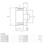 Poulie d’alternateur AS-PL UD49135AP, DENSO 1042109000, AS-PL A6328