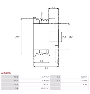 As-PL UD45726AP Polea de alternador para Denso 1042109020