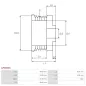 Poulie d’alternateur AS-PL UD45726AP pour DENSO 1042109020, AS-PL A6448S