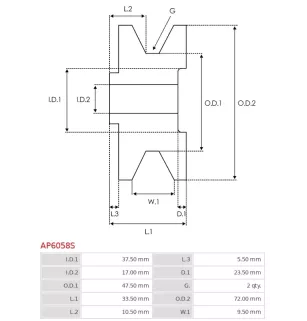 AS-PLE UD51890AP PULEGGIO DI ULTERNATORE, Cargo 231109, DENSO 021041-6680