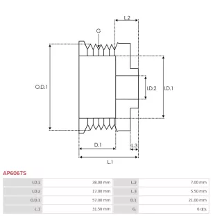 Poulie d’alternateur AS-PL UD43258AP, DENSO 1042106770, 1042110081, 1210004440, AS-PL A6326S, A6425S