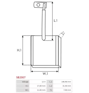 Charbon/balais de démarreur pour HITACHI S114424A, S114501, S114501A,