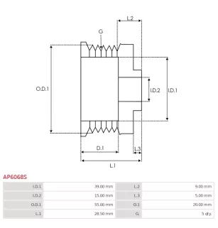 AS-PL UD45139AP Polia alternadora, Denso 1022116100, 1022119260