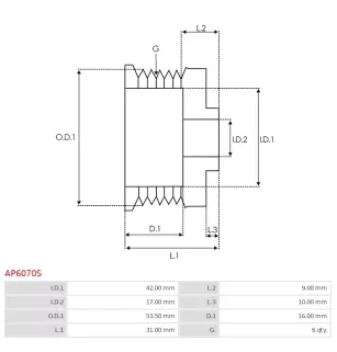 Poulie d’alternateur AS-PL UD41940AP pour DENSO 1022113102, AS-PL A6354