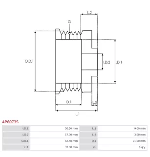 Poulie d’alternateur AS-PL UD49001AP, DENSO 021041-6940