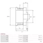 Poulie d’alternateur AS-PL UD48078AP, DENSO 021041-6230, 021041-6250, LAUBER CQ1040361, POWERMAX 81114255, WOODAUTO EC49329