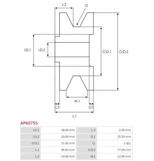 Poulie d’alternateur AS-PL UD48019AP, DENSO 021041-3410, TOYOTA 27411-45170, 27411-54170, LAUBER CQ1040305, POWERMAX 81115377