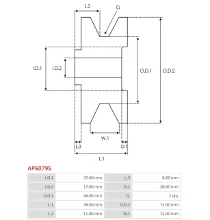 Poulie d’alternateur AS-PL UD49066AP pour DENSO 1012115270, AS-PL A6117