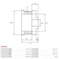 Poulie d’alternateur AS-PL UD51743AP, CARGO 239910, FIAT 9949152, KRAUF APN9910, DENSO 1022118280, 63377031