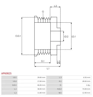 Poulie d’alternateur AS-PL UD51826AP pour DENSO 1012115260