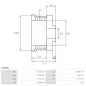 Poulie d’alternateur AS-PL UD10344AP, DENSO 1042105800, FORD 5M5T10300AA, 5M5T10300AB, AS-PL A6019