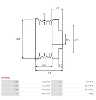 Poulie d’alternateur AS-PL UD40167AP, CARGO 234626, ELECTROLOG PUL8903, WOODAUTO EC49348