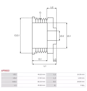 Poulie d’alternateur AS-PL UD41181AP, KRAUF APG3548 pour MAGNETON 9515241, AS-PL A9038