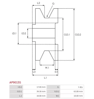 Alternator pulley replaces for AS-PL UD03375AP
