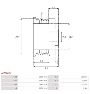 Poulie d’alternateur AS-PL UD52126AP, ISKRA / LETRIKA 16.907.292, 16.917.236, MAHLE 72736979, MGX125, ELECTROLOG PUL7904