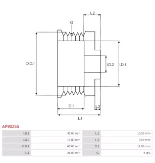 Poulie d’alternateur AS-PL UD51363AP, HYUNDAI / KIA 37321-02550