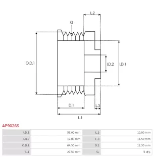 Poulie d’alternateur AS-PL UD45071AP, HYUNDAI / KIA 3730035570, AS-PL A9262S