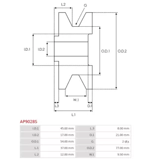 AS-PLE UD47999AP PULEGGIO DI ULTERNATORE PER HYUNDAI / KIA 3730042470