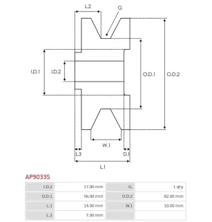 Poulie d’alternateur AS-PL UD48147AP, ISKRA / LETRIKA 16.907.901, MGX1285, MAHLE 72740368, WOODAUTO MAHMGX1285