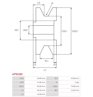 AS-PL UD48718AP ALTERATORSCHLEY für Magneton 9515122