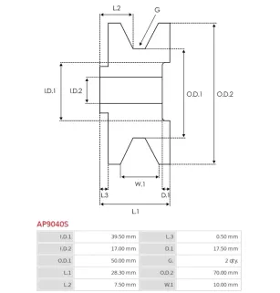 Poulie d’alternateur AS-PL UD49891AP, ISKRA / LETRIKA 16.915.508