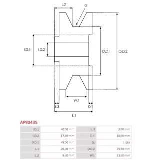 AS-PL UD51863AP alternator pulley, ISKRA / LETRIKA 11201306