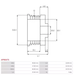 Polea de alternador UD46743AP AS-PL, Hyundai / KIA 3730002503