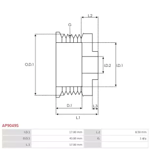 Polea de alternador AS-PL UD49228AP para AS-PL A9086