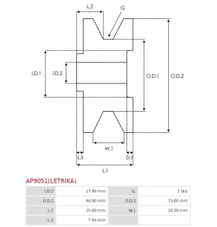 Poulie d’alternateur 0R, AS-PL UD811223(LETRIKA)AP