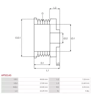 Poulie d’alternateur AS-PL A5059 pour A5190, MITSUBISHI A5TA1091