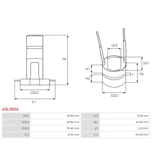 Bague collectrice d’alternateur AS-PL UD51071ASL, CARGO 132642, IKA 1.2044.0, CASCO CSL25101AS, CQ CQ1070017