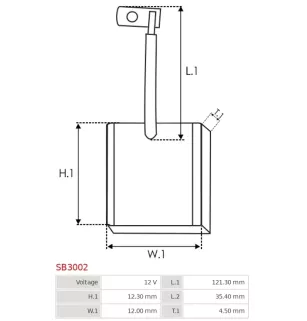 Charbon/balais de démarreur pour VALEO TM000A18001, TM000A23501, TM000