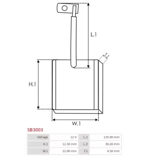 Charbon/balais de démarreur pour VALEO TM000A27301, TM000A27601, TM000