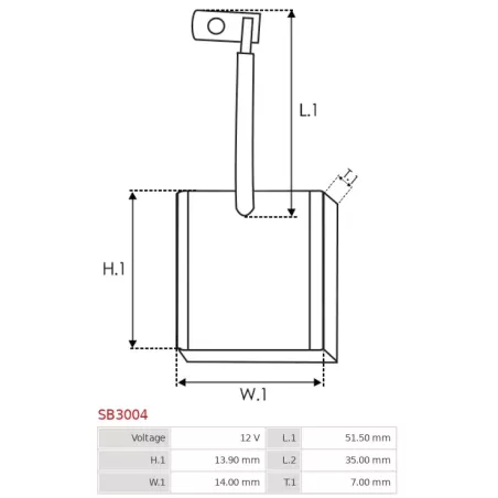 Charbon/balais de démarreur pour VALEO D7R46, D7R47, D7R49, D7R5, D7R53, D7R56