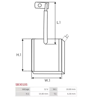 Charbon/balais de démarreur pour VALEO TS12ER20, TS12ER25