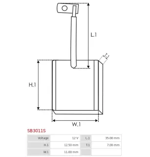 Charbon/balais de démarreur pour VALEO ESW20E18, ESW20E26, ESW20ER121,