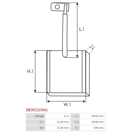 Charbon/balais de démarreur pour VALEO ESW20E26, ESW20ER121, ESW20ER123, ESW20ER20